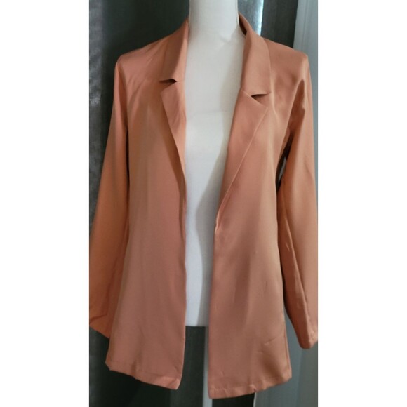 Terra Cotta 2 Piece Open Front Long Sleeve Jacket and Short Set Sz L - Picture 3 of 7